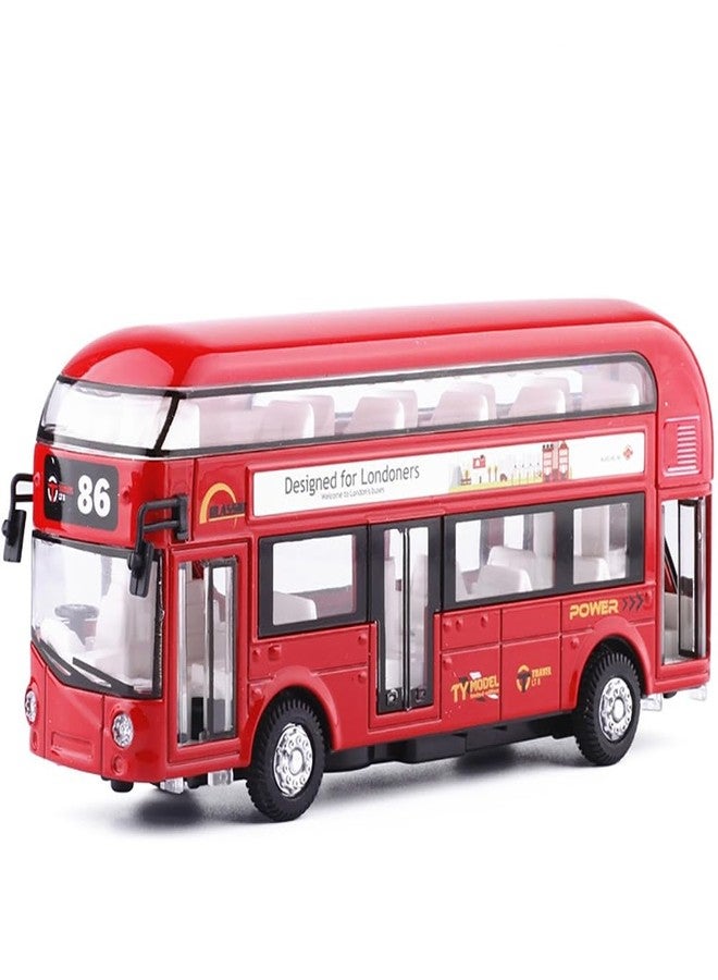UKAXA Diecast Metal Bus Model Double Decker Bus London Toy Buses for Kids Pull Back Openable Doors with Light Sound - Image 1